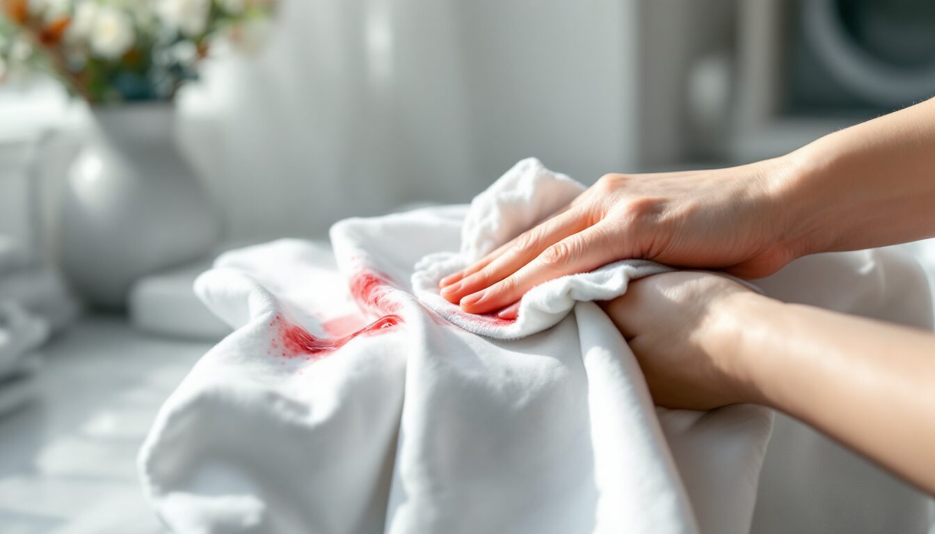 tache de fruit rouge sur tissu