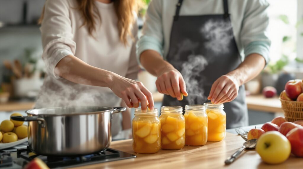 stériliser de la compote dans des pots à confiture