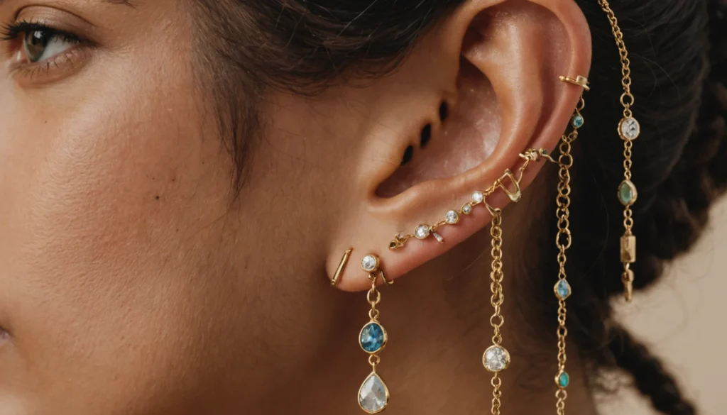different piercing oreille